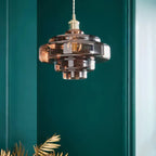 Multi Layer Glass Pendant Light with LED E27 Base Fixture