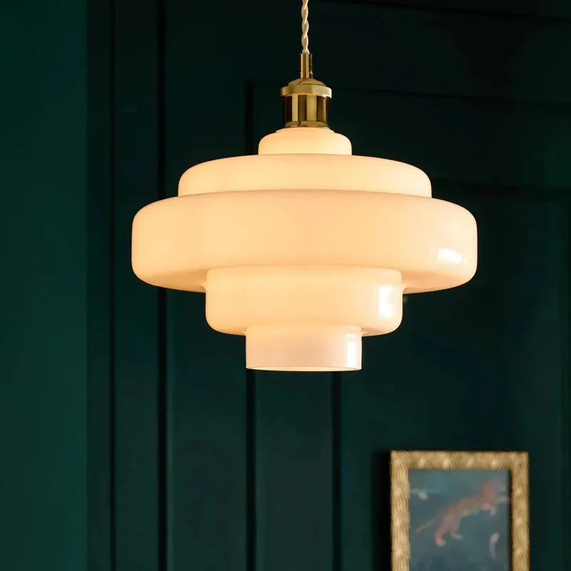 Multi Layer Glass Pendant Light with LED E27 Base Fixture