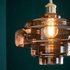 Multi Layer Glass Pendant Light with LED E27 Base Fixture