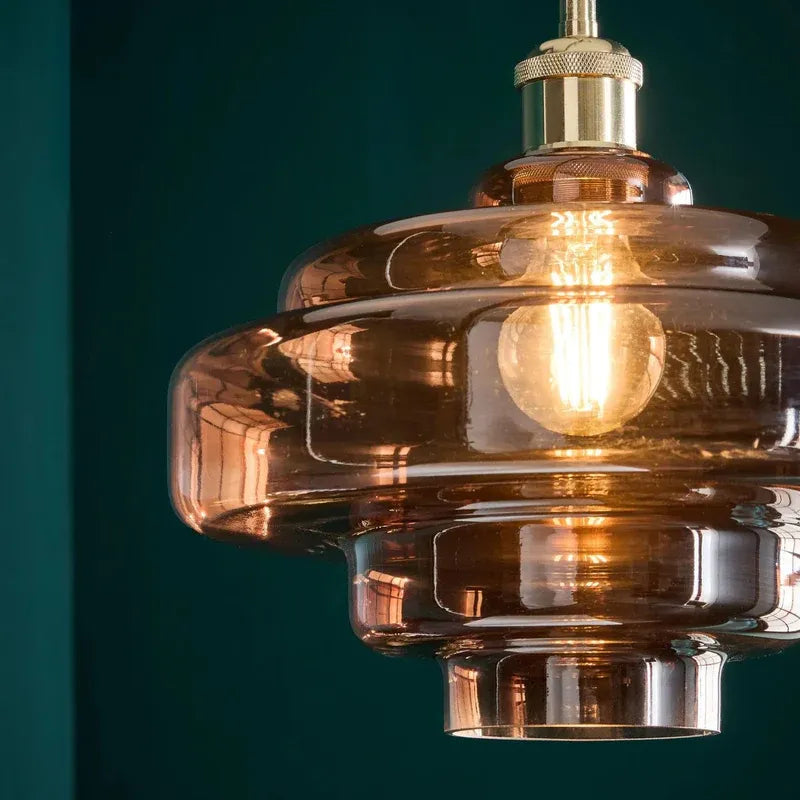 Multi Layer Glass Pendant Light with LED E27 Base Fixture