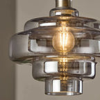 Multi Layer Glass Pendant Light with LED E27 Base Fixture