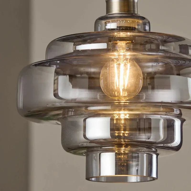 Multi Layer Glass Pendant Light with LED E27 Base Fixture