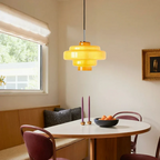 Multi Layer Glass Pendant Light with LED E27 Base Fixture