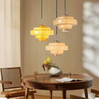 Multi Layer Glass Pendant Light with LED E27 Base Fixture