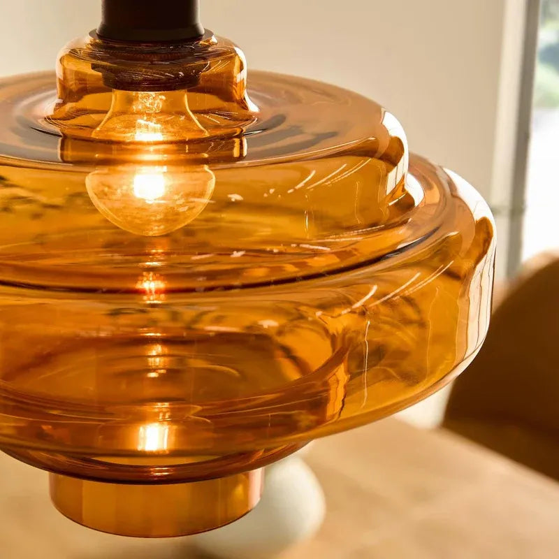 Multi Layer Glass Pendant Light with LED E27 Base Fixture