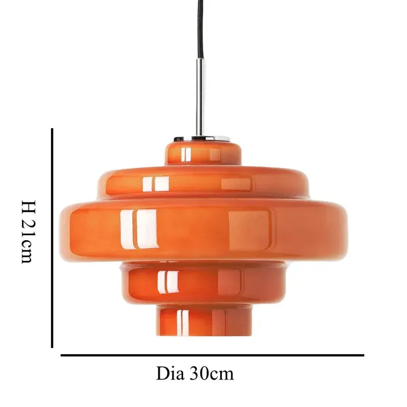 Multi Layer Glass Pendant Light with LED E27 Base Fixture