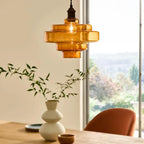 Multi Layer Glass Pendant Light with LED E27 Base Fixture