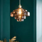 Multi Layer Glass Pendant Light with LED E27 Base Fixture