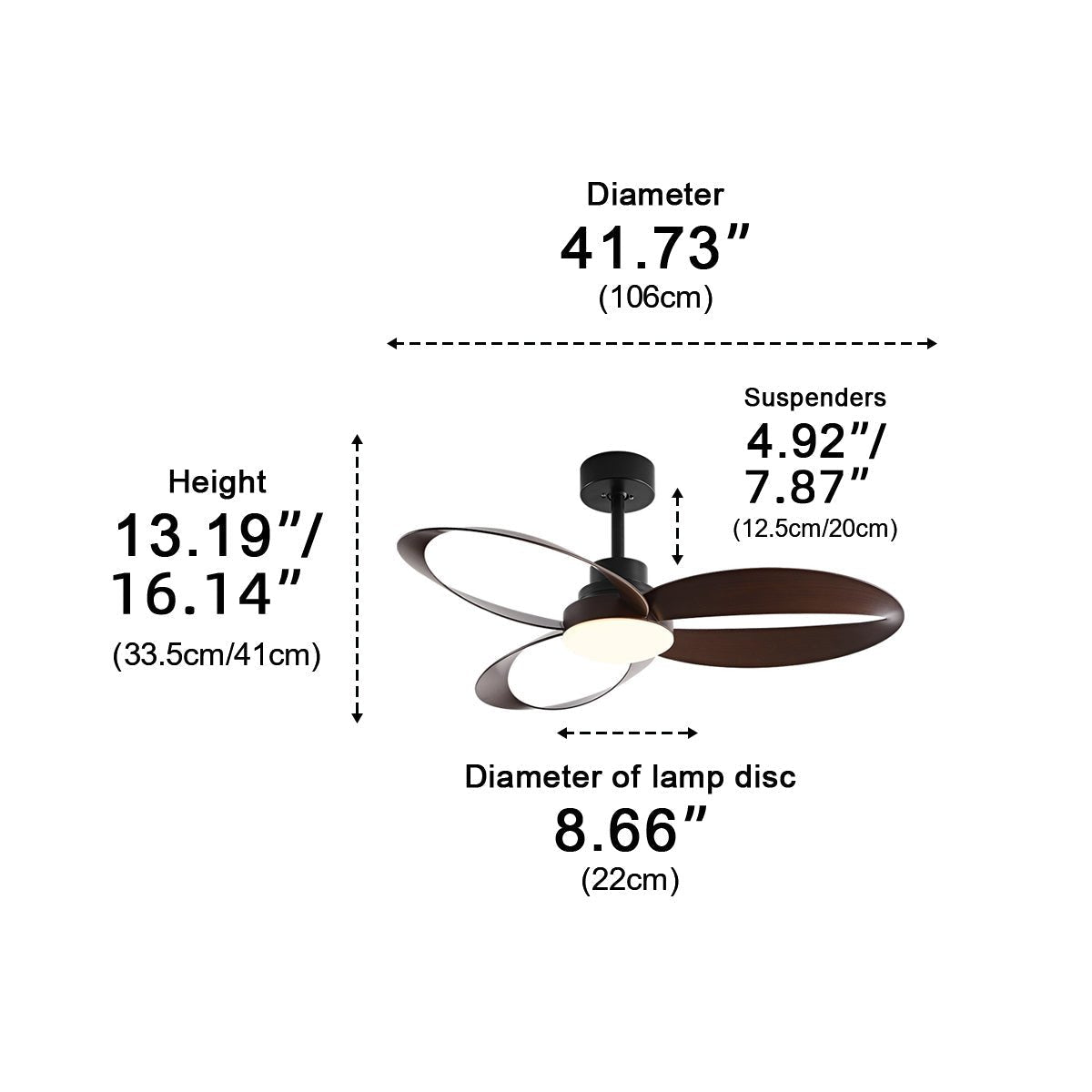 Geometric Ceiling Fan Light with DC Motor and LED Source