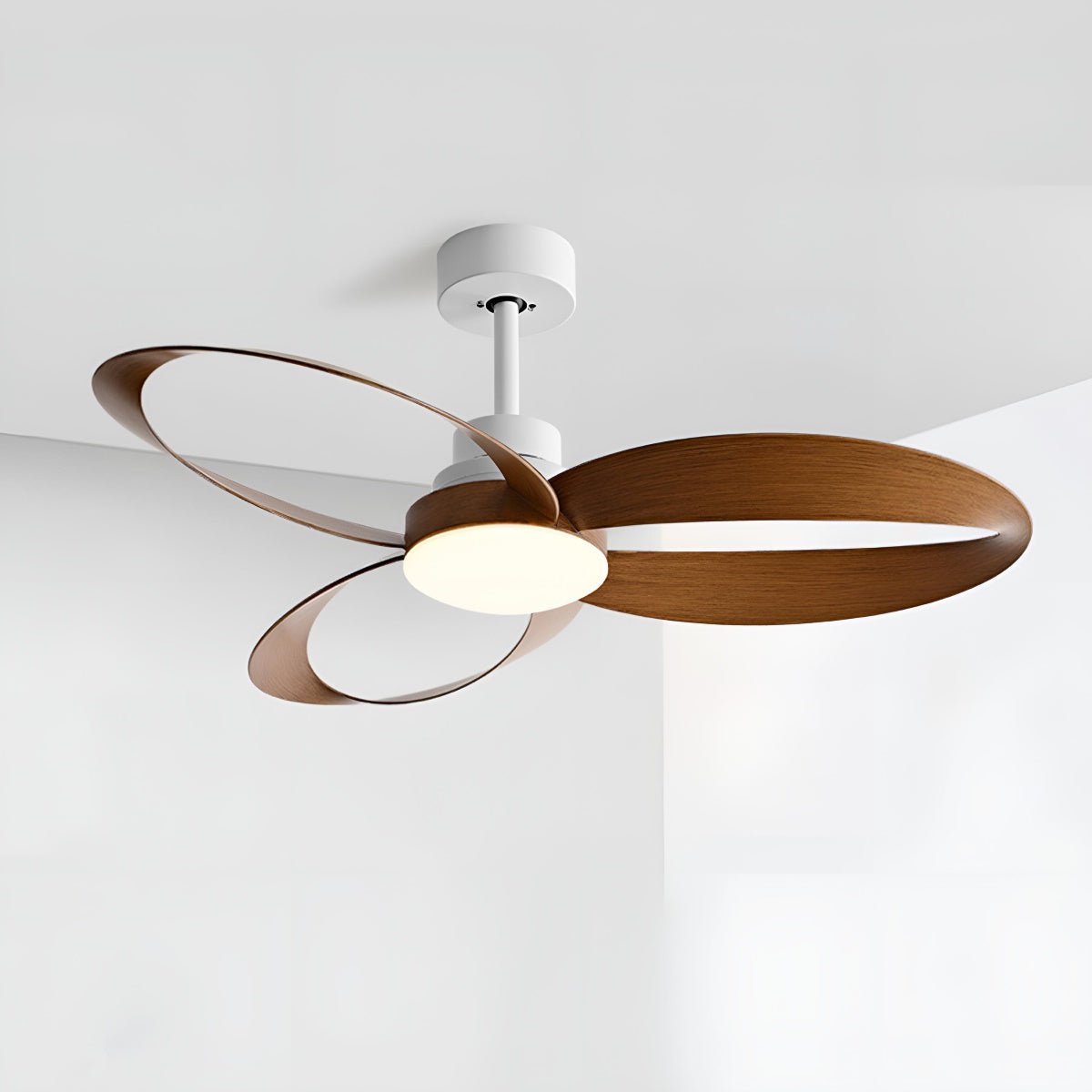 Geometric Ceiling Fan Light with DC Motor and LED Source