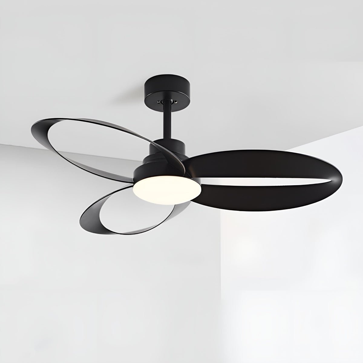 Geometric Ceiling Fan Light with DC Motor and LED Source