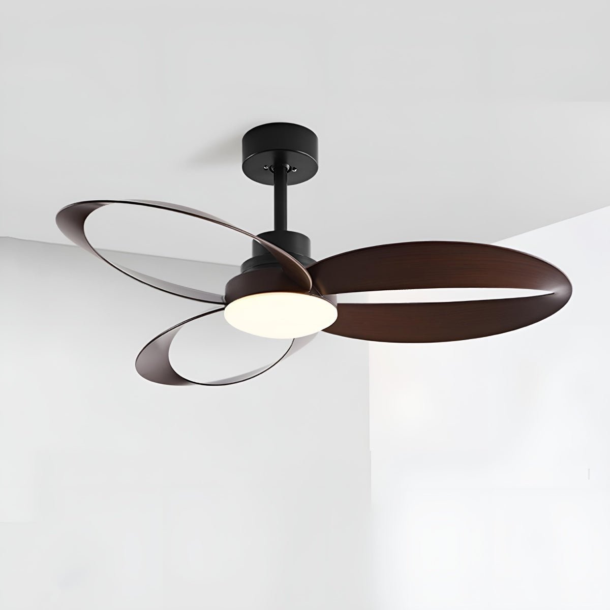 Geometric Ceiling Fan Light with DC Motor and LED Source