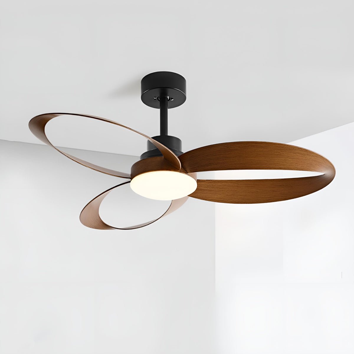 Geometric Ceiling Fan Light with DC Motor and LED Source