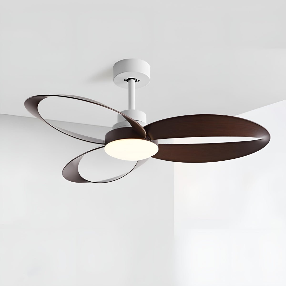 Geometric Ceiling Fan Light with DC Motor and LED Source