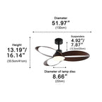Geometric Ceiling Fan Light with DC Motor and LED Source