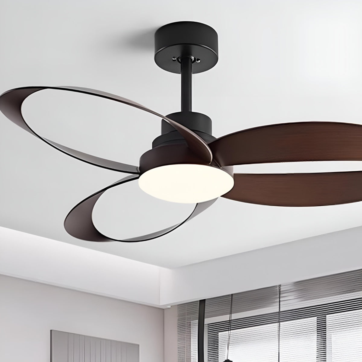 Geometric Ceiling Fan Light with DC Motor and LED Source