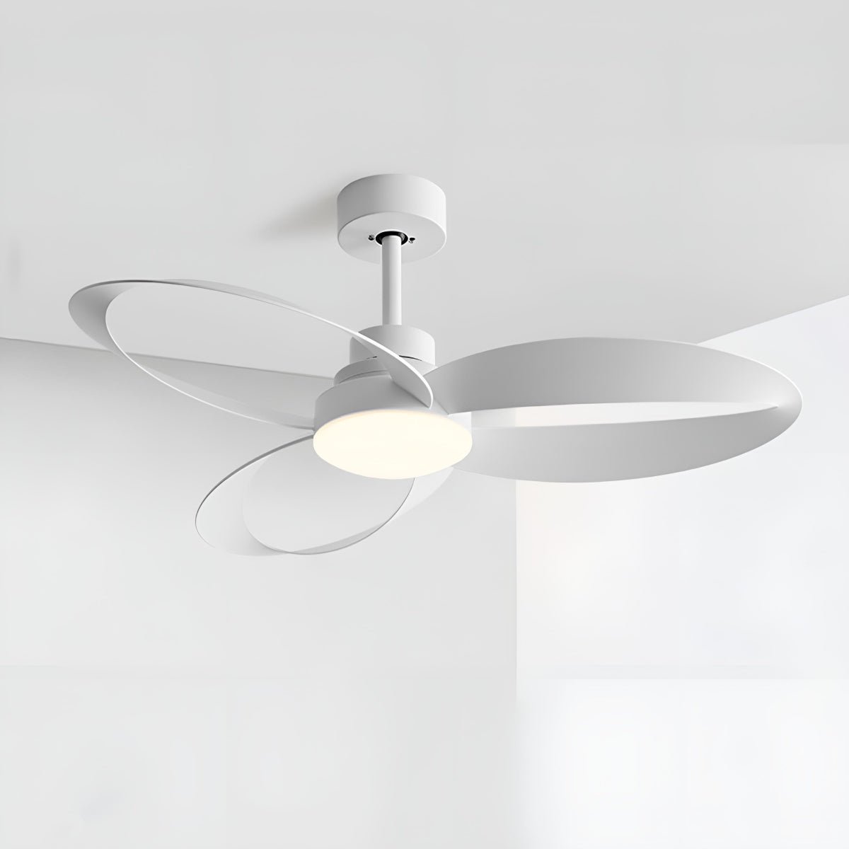 Geometric Ceiling Fan Light with DC Motor and LED Source