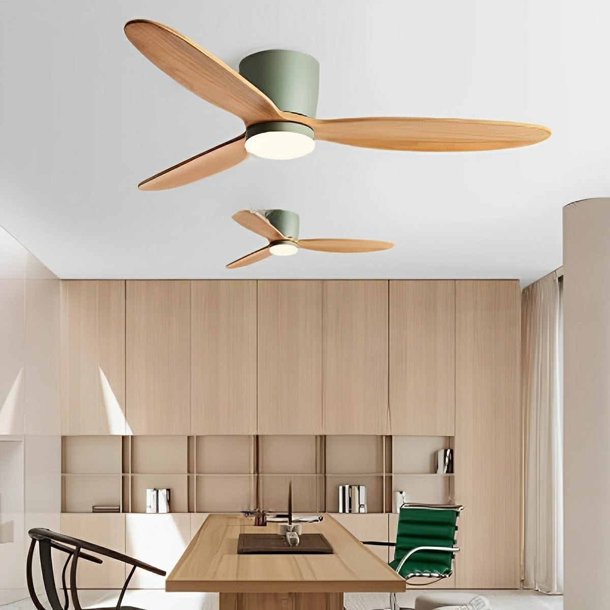 Wood Grain Ceiling Fan Light with LED and Remote Control