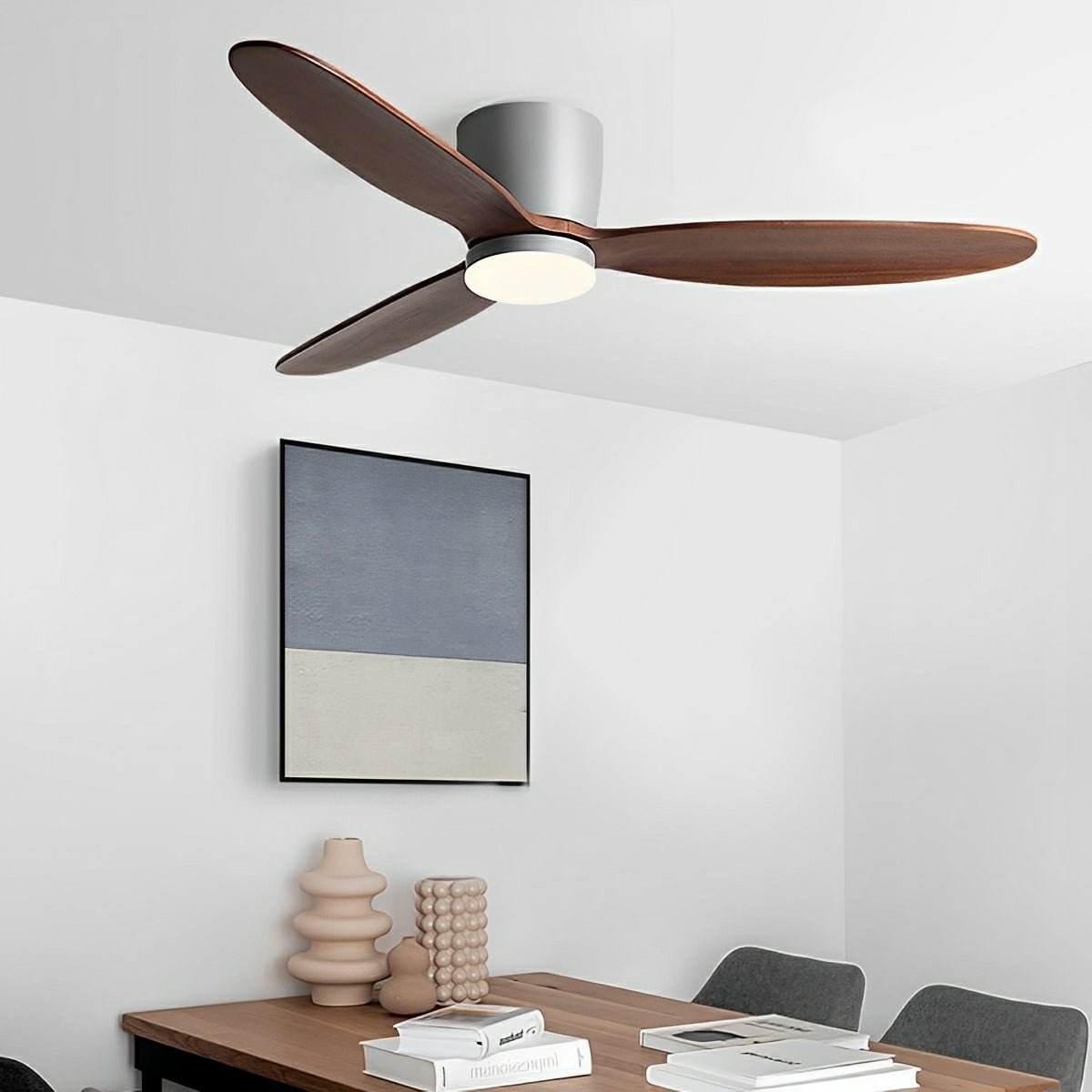 Wood Grain Ceiling Fan Light with LED and Remote Control