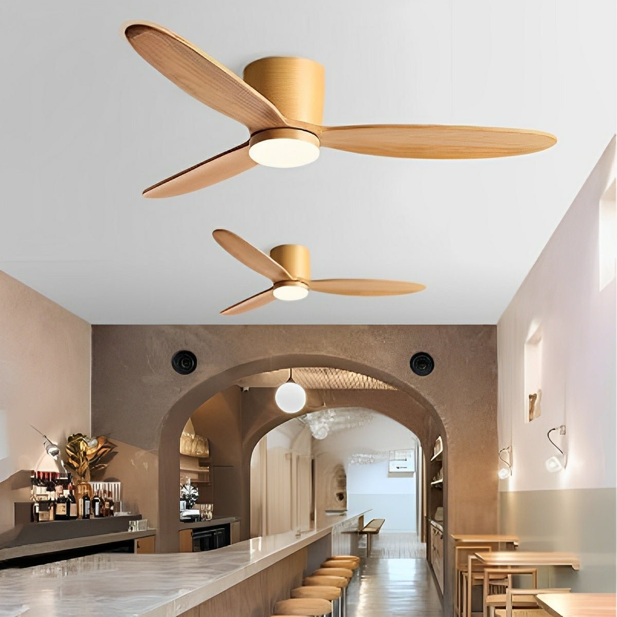 Wood Grain Ceiling Fan Light with LED and Remote Control