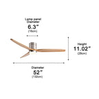 Wood Blade Ceiling Fan Light with DC Motor and Remote