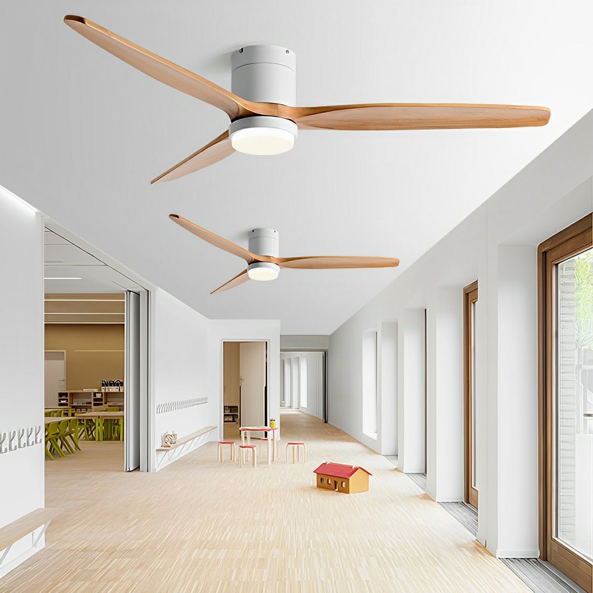 Wood Blade Ceiling Fan Light with DC Motor and Remote