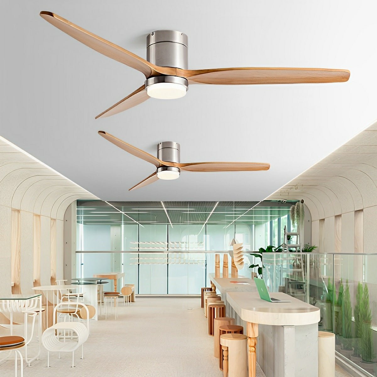 Wood Blade Ceiling Fan Light with DC Motor and Remote
