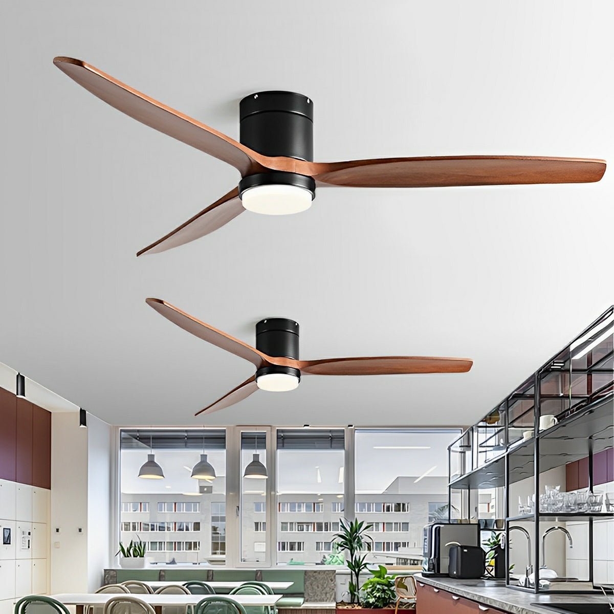 Wood Blade Ceiling Fan Light with DC Motor and Remote