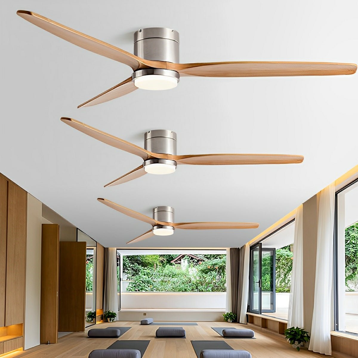 Wood Blade Ceiling Fan Light with DC Motor and Remote