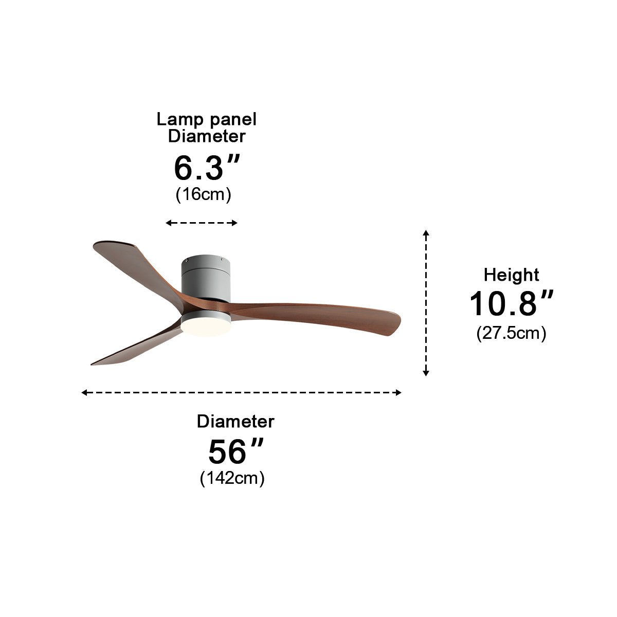 LED Ceiling Fan Light with Six Speeds and Remote Control