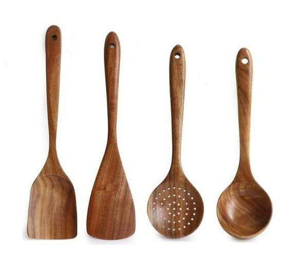 Teak Wooden Utensil Set with Multiple Pieces Options