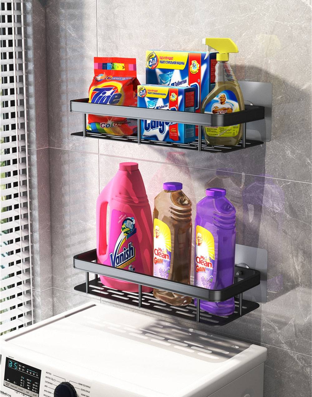 Metal Suction Cup Bathroom Shelves Without Tool Installation