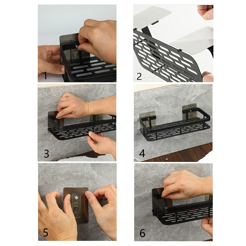 Metal Suction Cup Bathroom Shelves Without Tool Installation