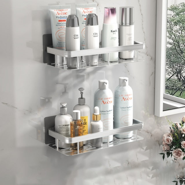 Metal Suction Cup Bathroom Shelves Without Tool Installation