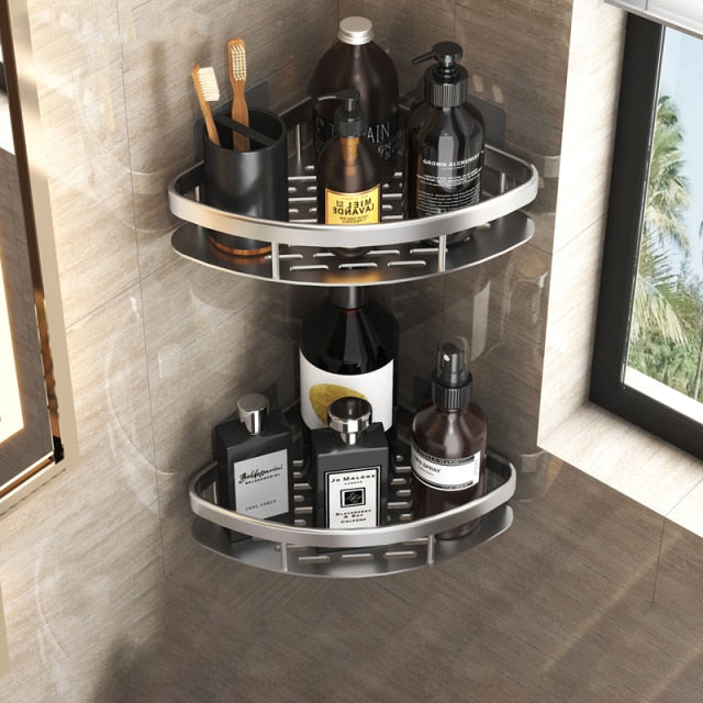 Metal Suction Cup Bathroom Shelves Without Tool Installation