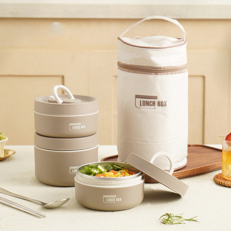 Multi Layer Insulated Lunchbox with Carry Bag Set