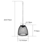 Outdoor Solar Bell Pendant Light with Rattan Iron Shade