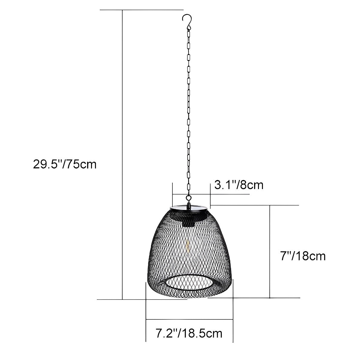Outdoor Solar Bell Pendant Light with Rattan Iron Shade