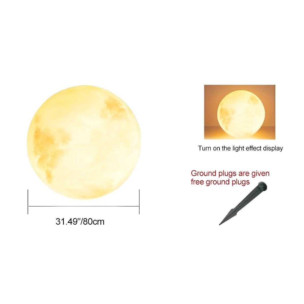 Moon Ball Outdoor Landscape Light with LED Solar Power